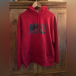 NIKE Therma-Fit Fleece Lined Bright Red Pullover Hoodie Unisex Mens M Womens L